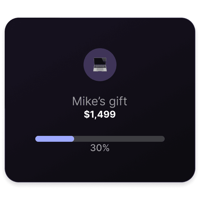 Progression d’une cagnotte pour l’achat d’un cadeau