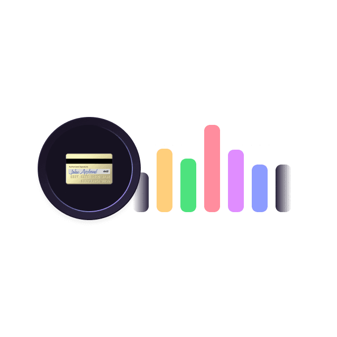 Illustration d’une carte bancaire et d’un graphique de suivi des dépenses
